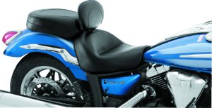 Yamaha V-Star 950 Tourer Two-Piece Seat with Driver Backrest - Mustang Motorcycle - Standard Touring - Black - `09-`17
